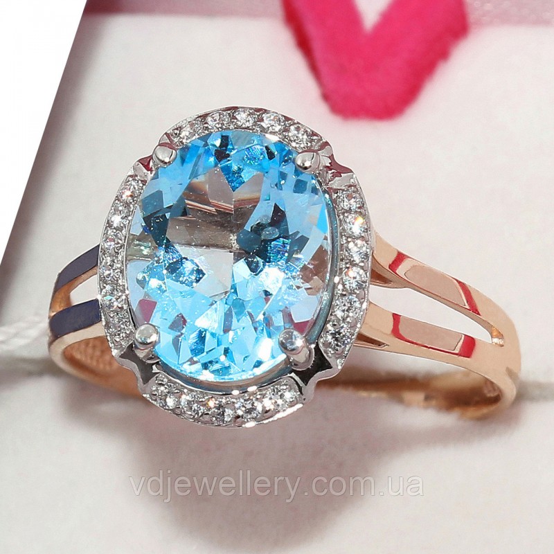 Золотое кольцо с топазом НХК58
