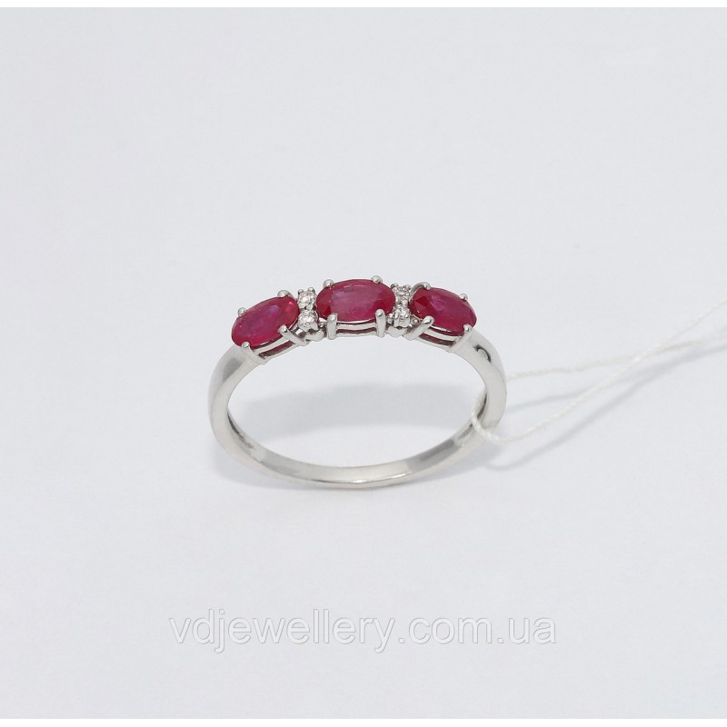 Золотое кольцо с рубинами и бриллиантами НХК12