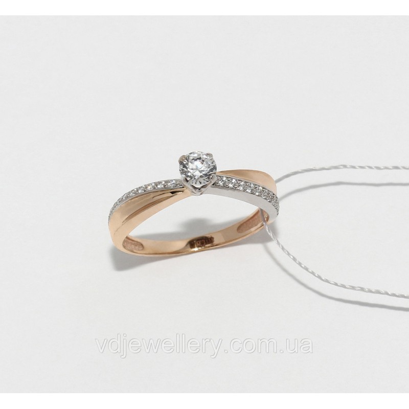 Золотое кольцо с камнями Сваровски НХК2