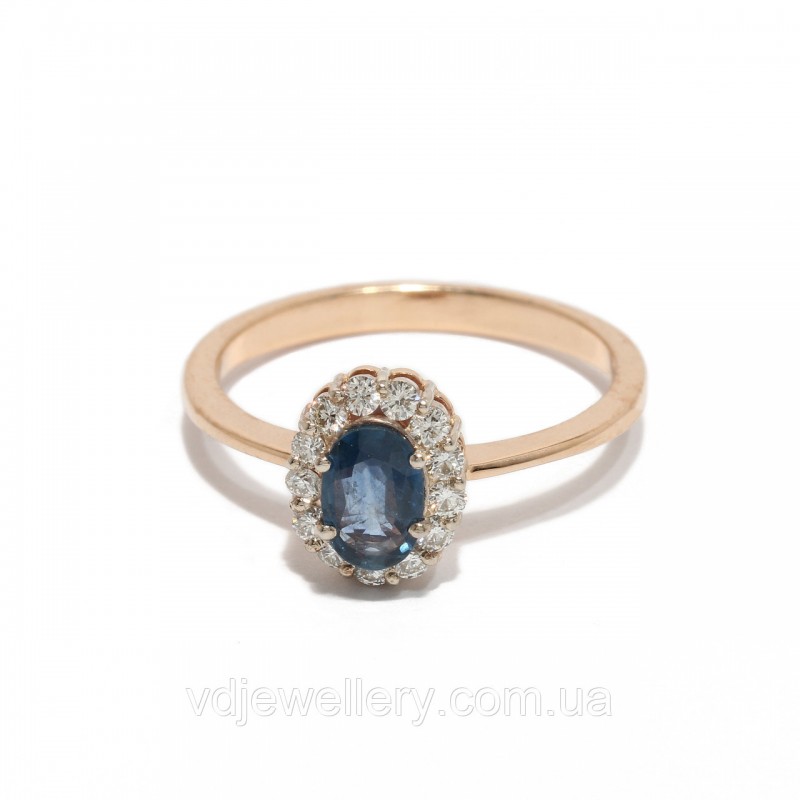 Золотое кольцо с сапфиром и бриллиантами 2231494