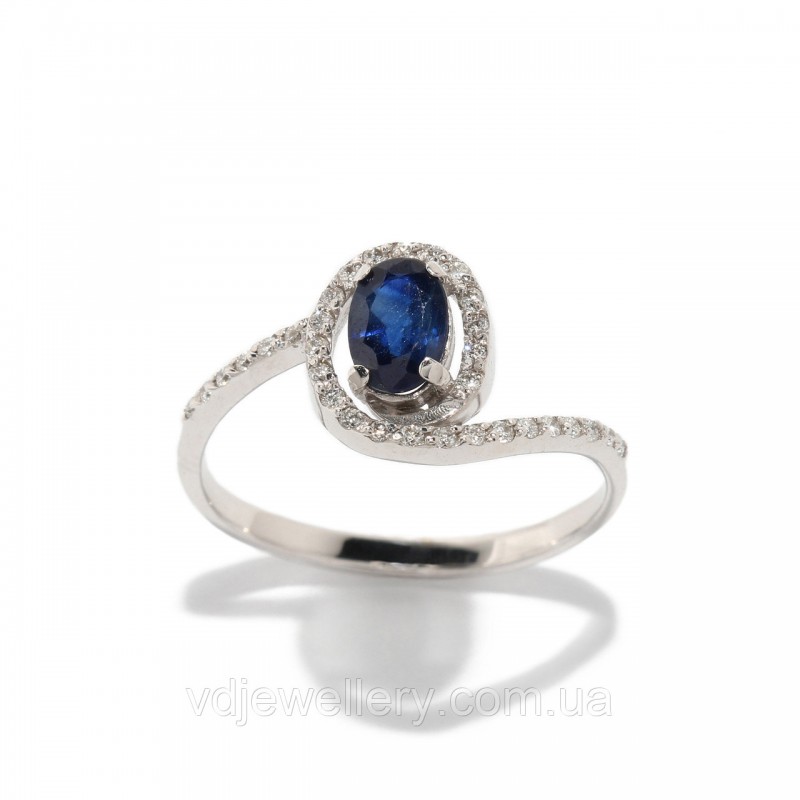 Золотое кольцо с сапфиром и бриллиантами 2231583