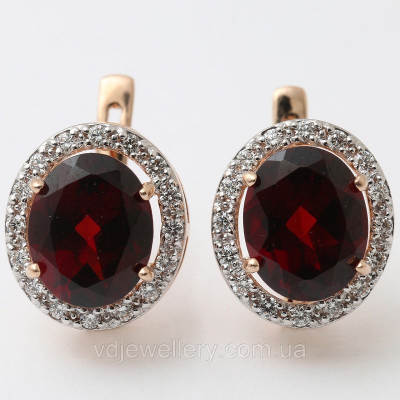 Золотые серьги с гранатами 1231158