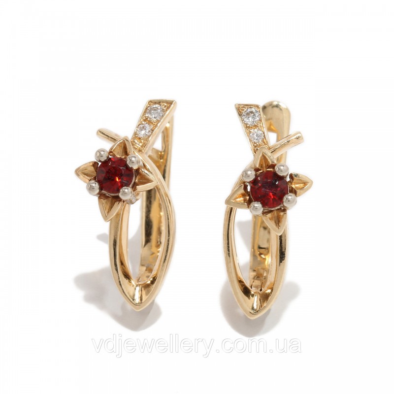 Золотые серьги с гранатами 1230991