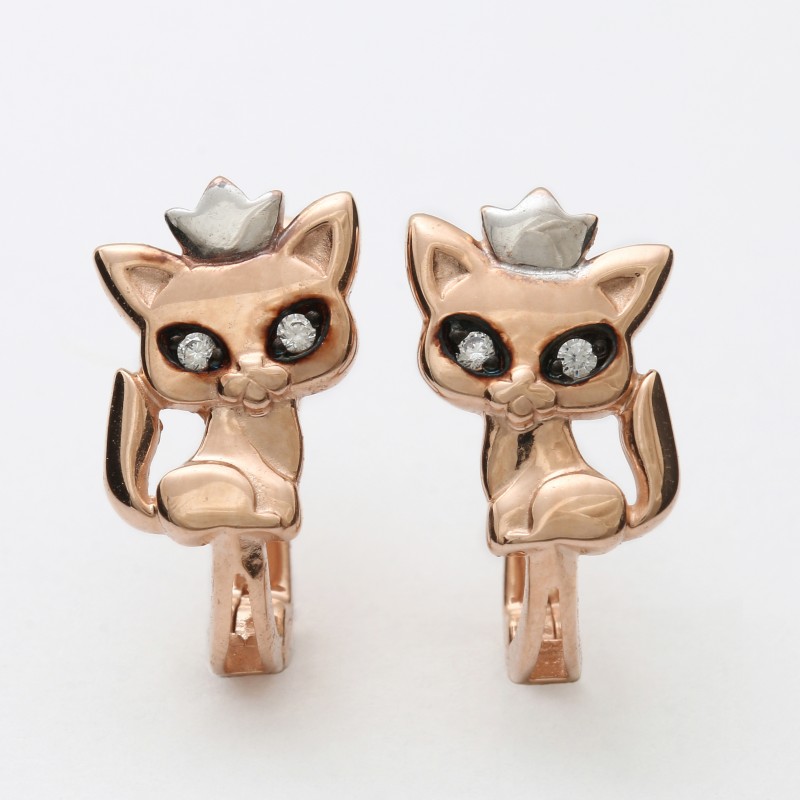Золотые серьги Кошечки сзх79
