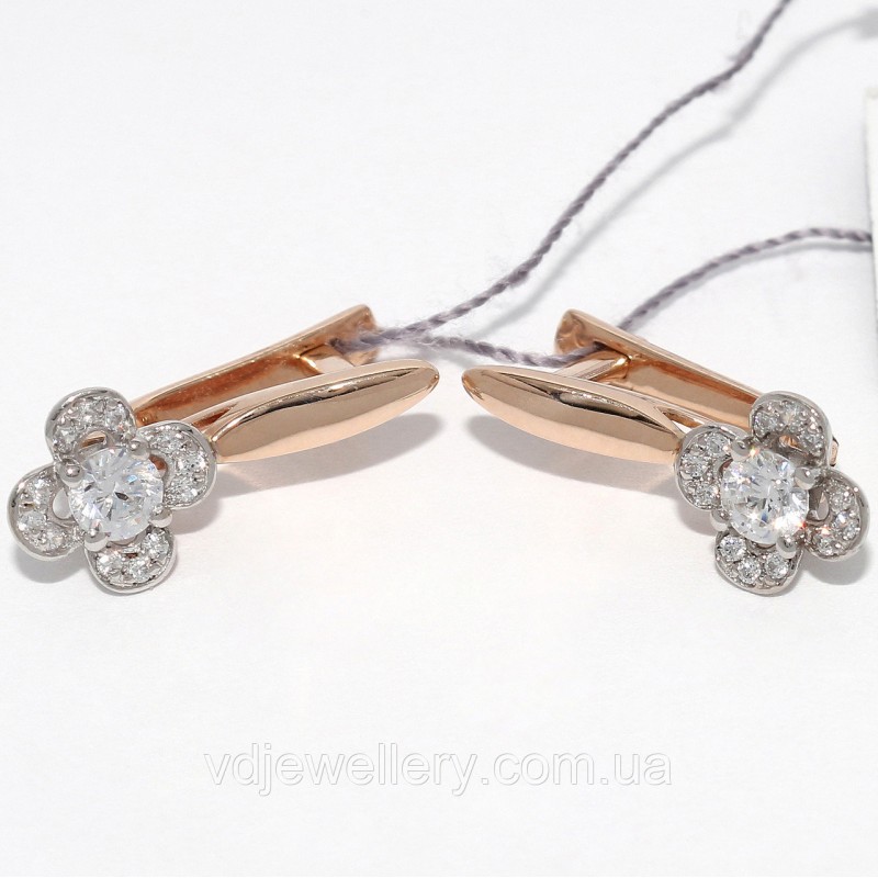 Золотые серьги с камнями Сваровски СЗХ6