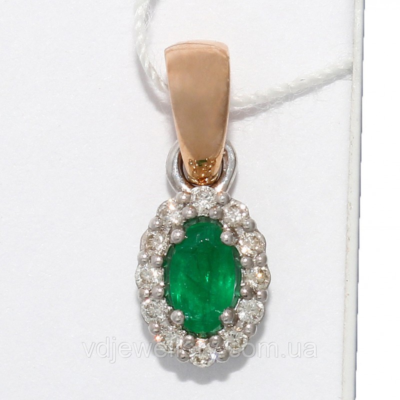 Золотой кулон с бриллиантами и изумрудом АКХ14