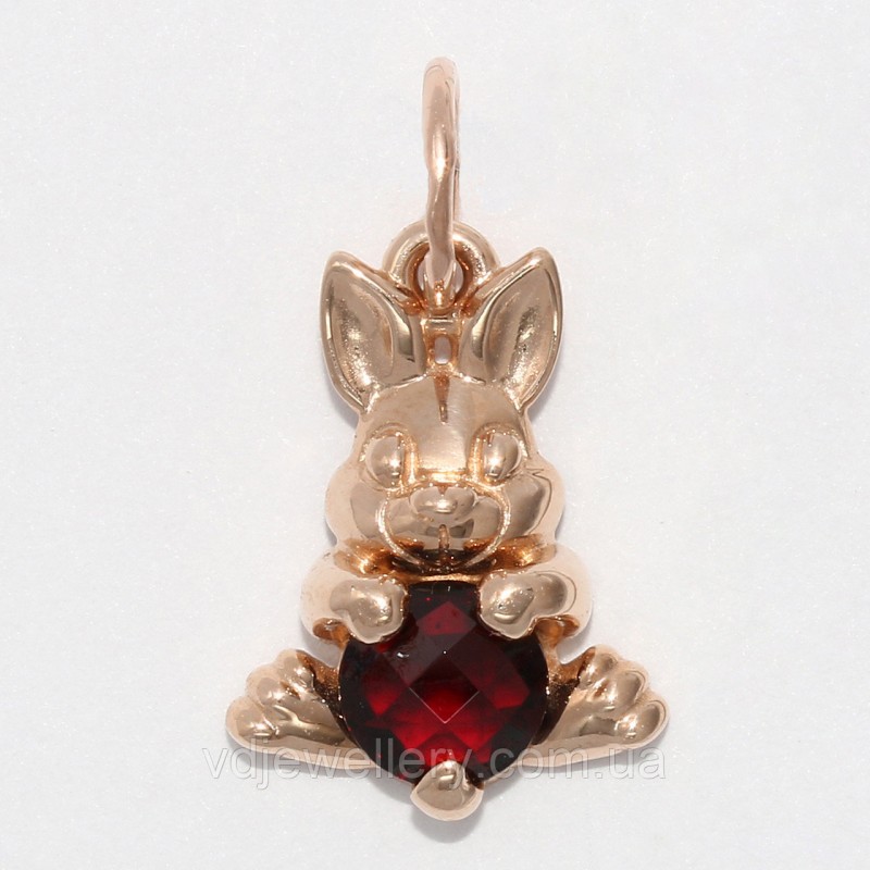Золотий кулон з гранатом "Зайчик" акх15