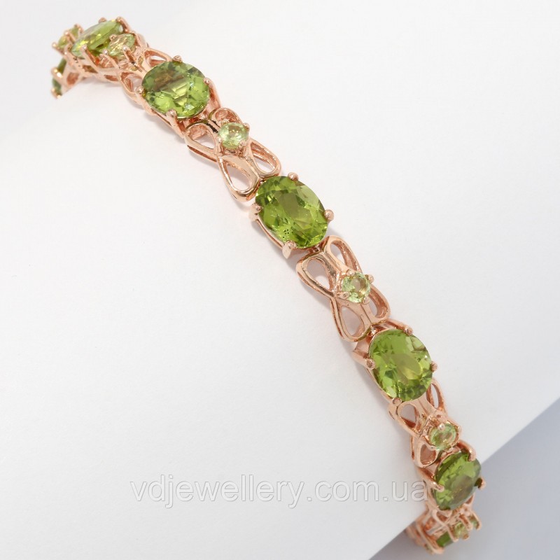 Золотий браслет з хризолітом 5280004