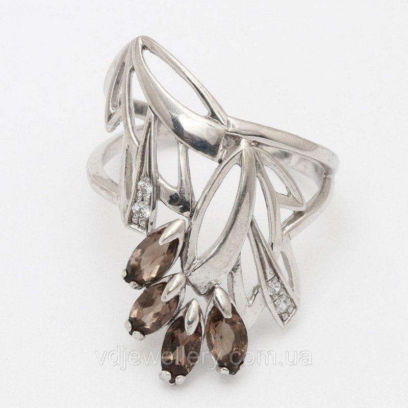 Серебряное кольцо с раухтопазом 251КЮ