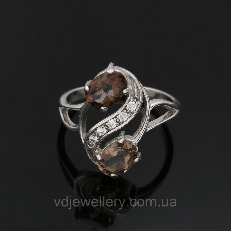 Серебряное кольцо с раухтопазом 202КЮ