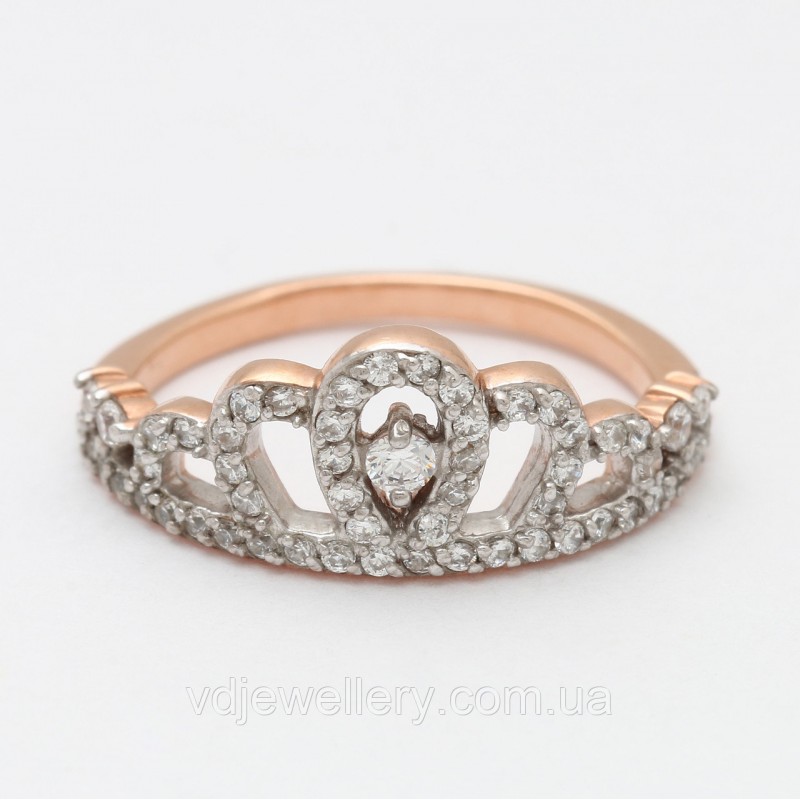 Серебряное позолоченное кольцо "Корона" КЖХ-88