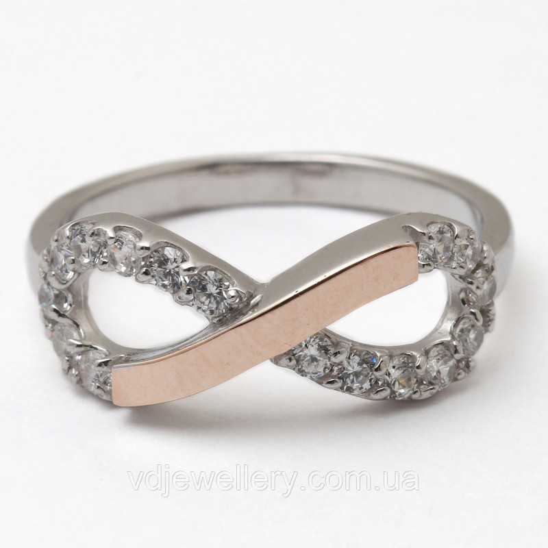 Срібна каблучка з золотом "Нескінченність" кжх136