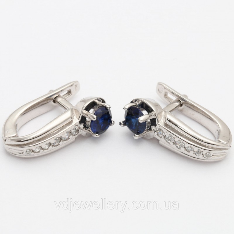 Серебряные серьги с сапфиром СЖХ-151