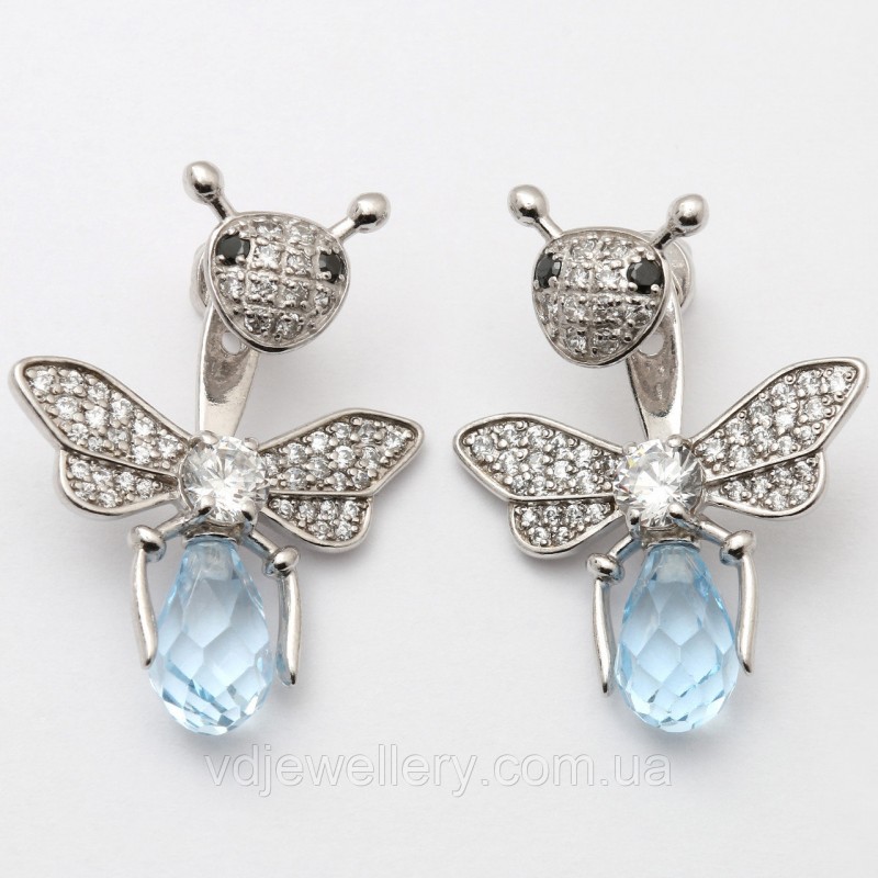 Срібні сережки джекети "Бджоли" сжх101