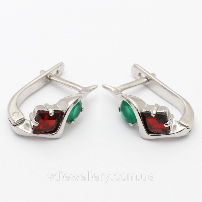 Серебряные серьги с гранатом 345КН