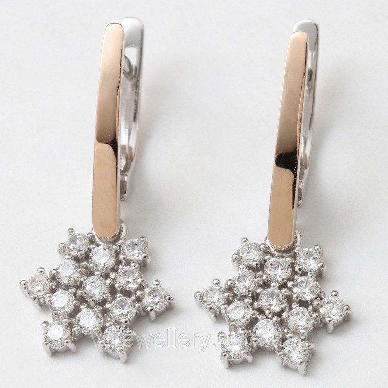 Серебряные серьги с золотыми напайками 427кн