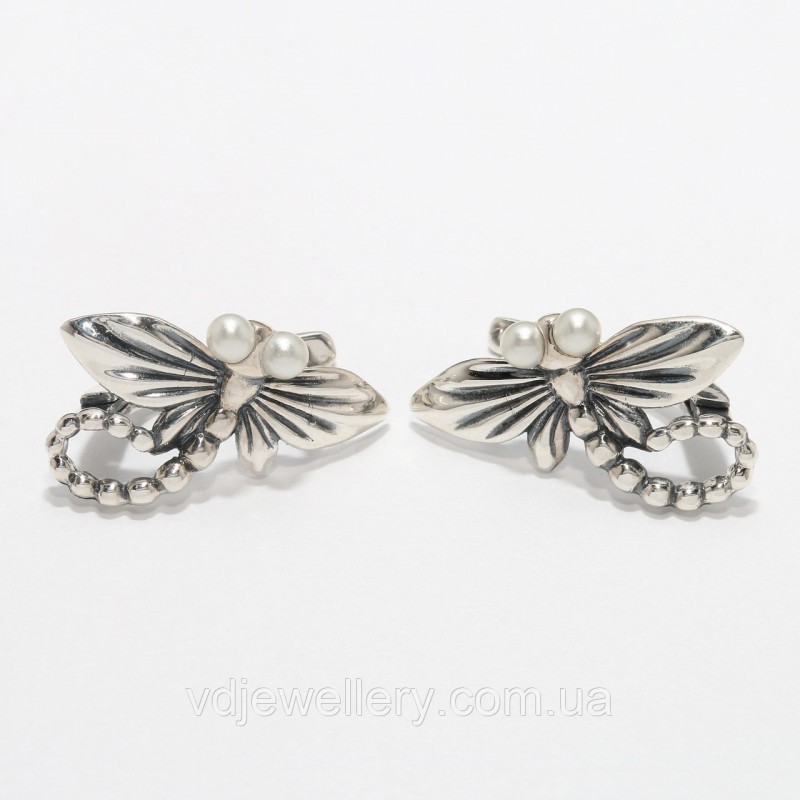 Серебряные серьги "Стрекоза" 165КН