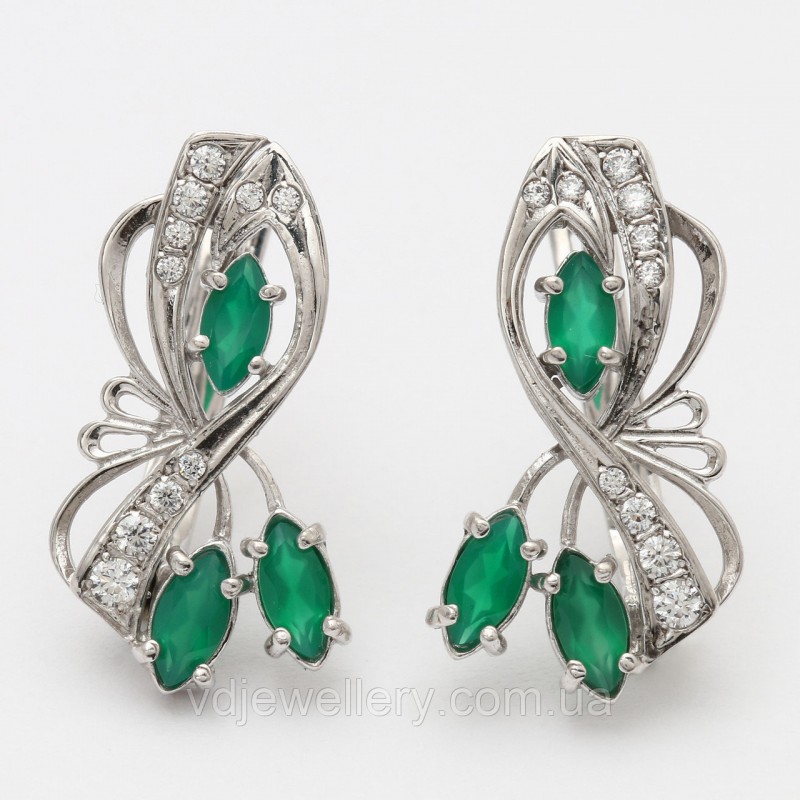 Серебряные серьги с ониксом 323КН