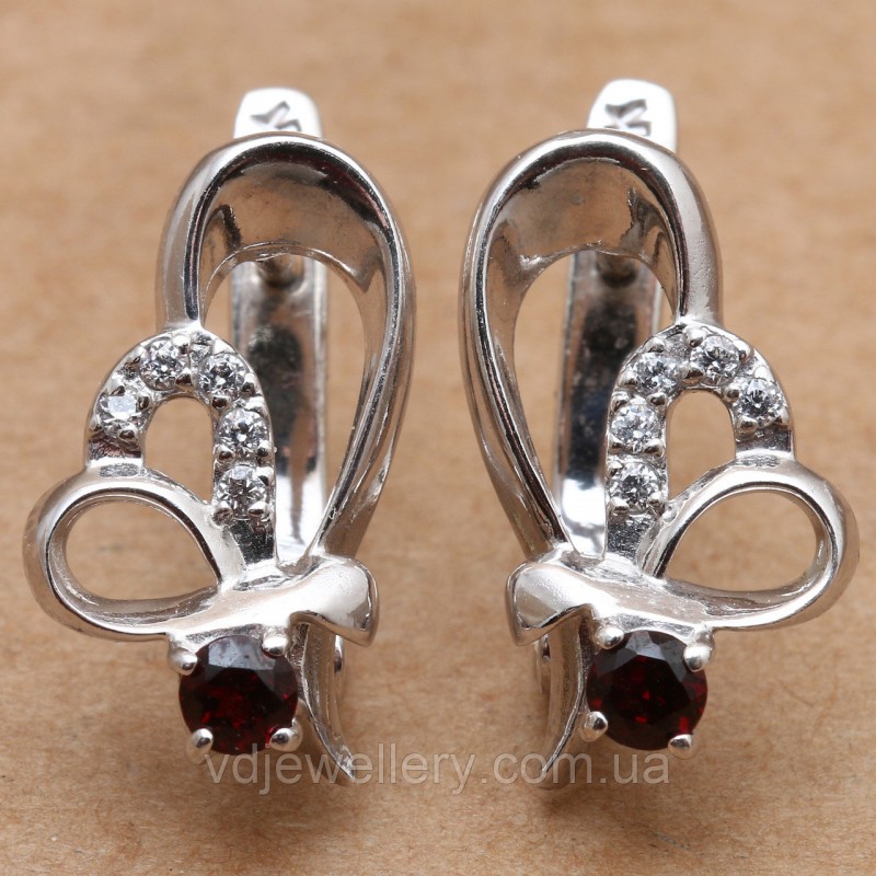 Серебряные серьги с гранатами СЖХ-235