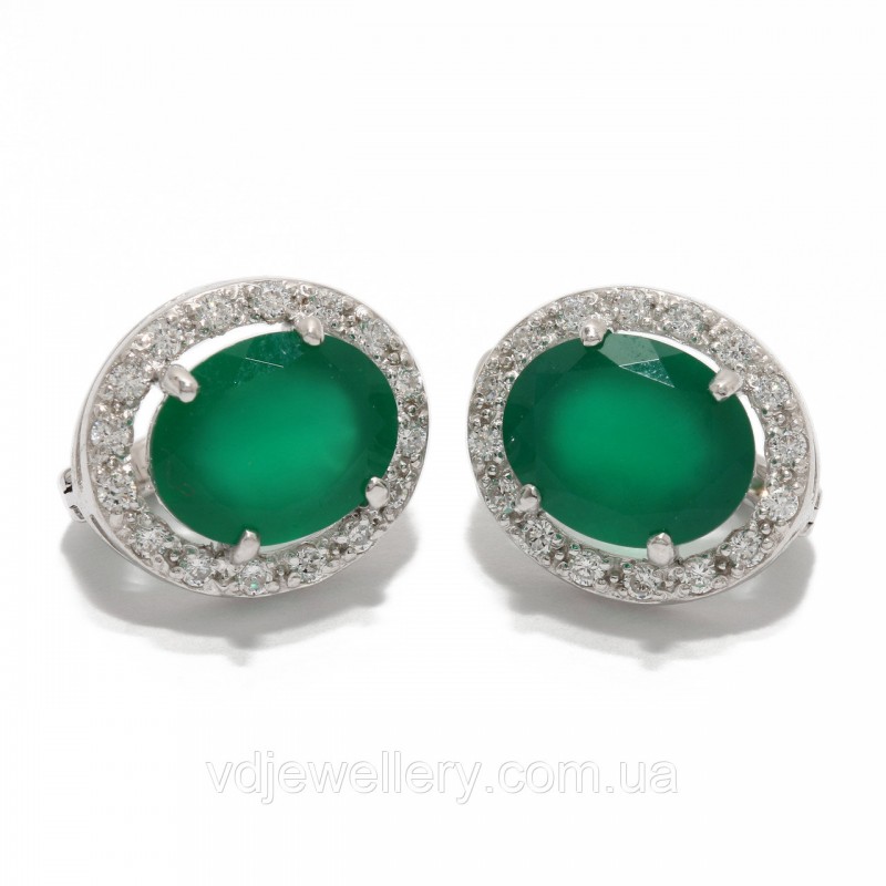 Серебряные серьги с ониксом 261КН