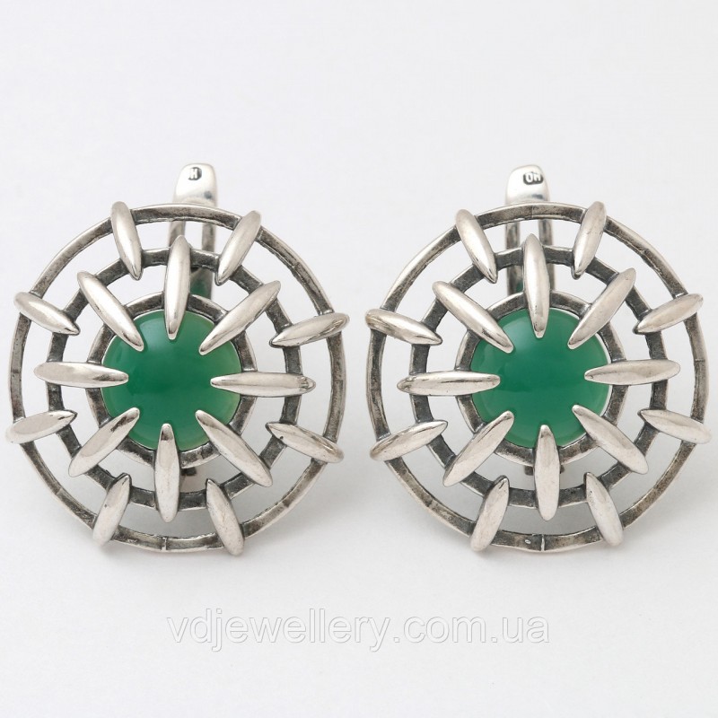 Серебряные серьги с халцедоном сжх196