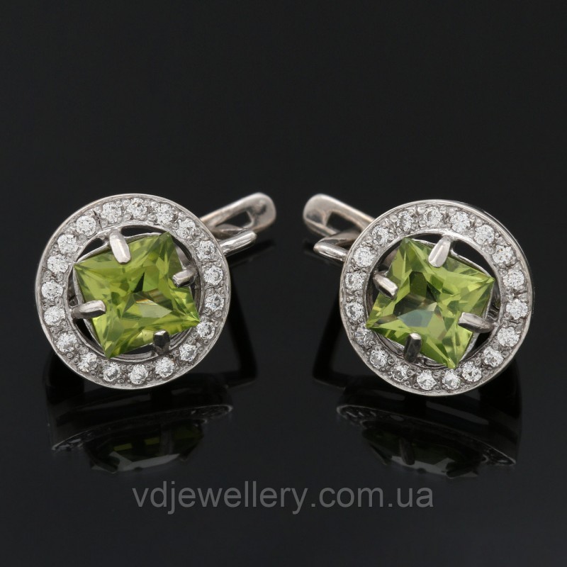 Срібні сережки з хризолітом 293кн