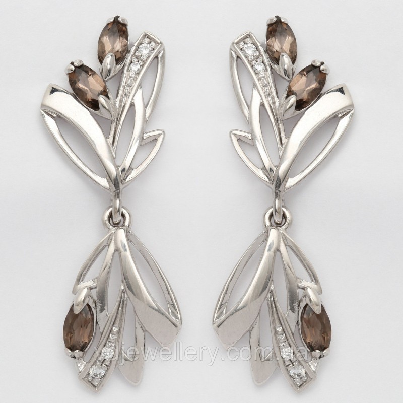 Серебряные серьги с раухтопазом 352КН