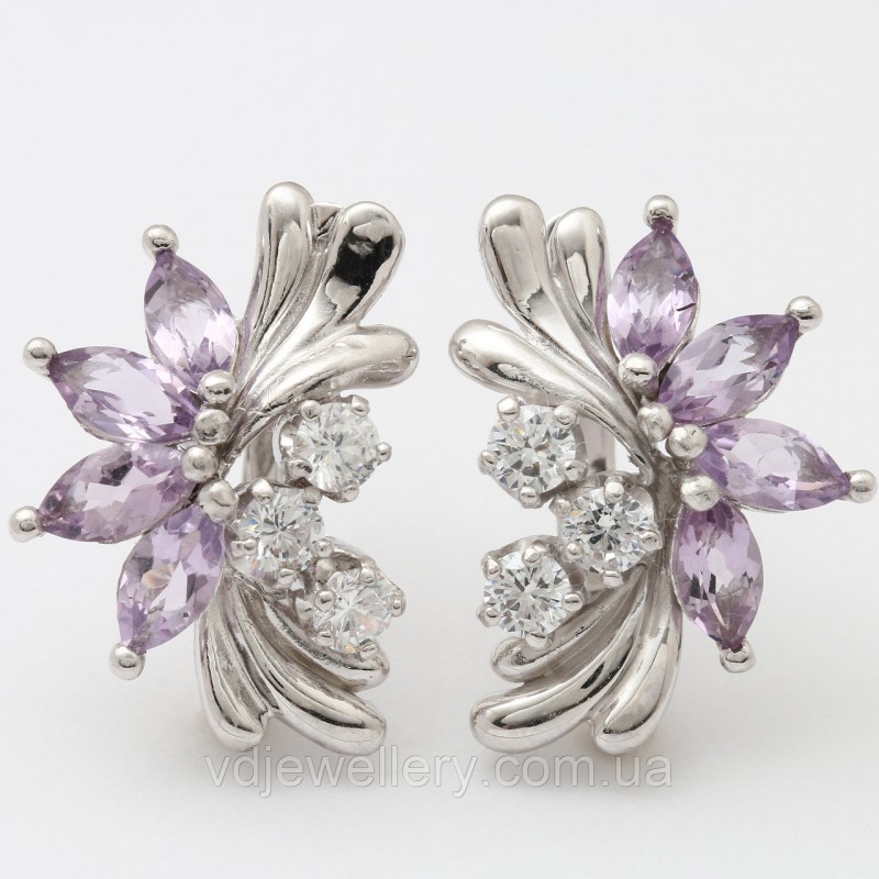 Серебряные серьги с аметистом 394КН
