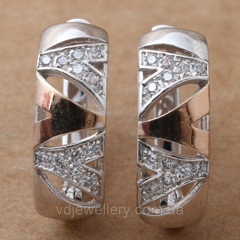 Серебряные серьги с золотом 448КН