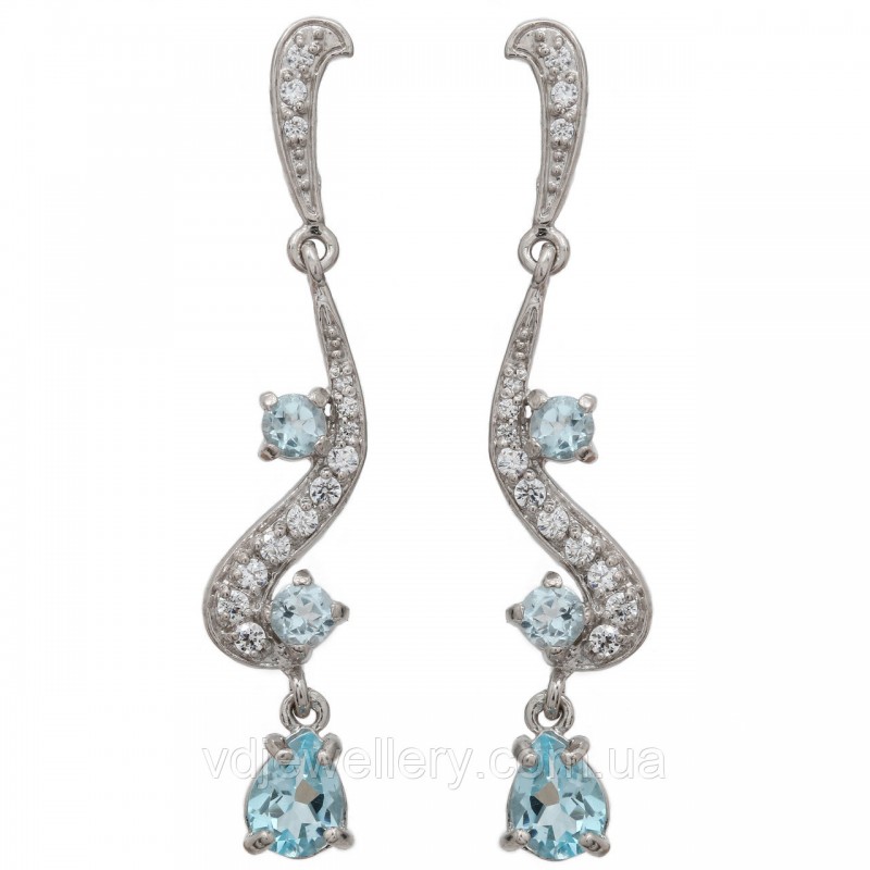 Серебряные серьги с топазом 243КН