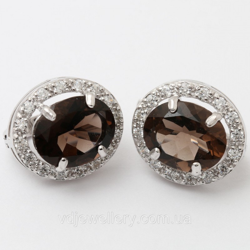 Срібні сережки з раухтопазом 395КН