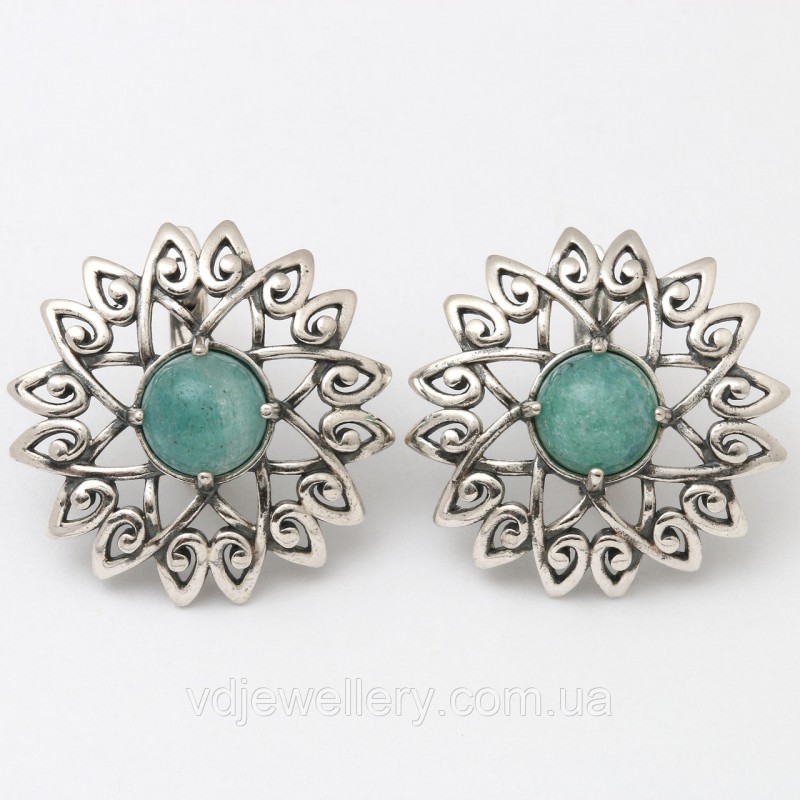 Серебряные серьги с авантрюрином СЖХ203