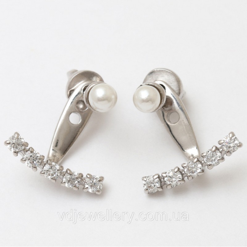 Серебряные серьги джекеты СЖХ60