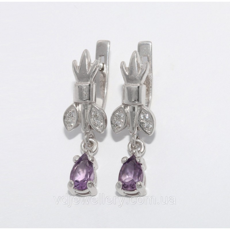 Серебряные серьги с аметистом СЖХ51