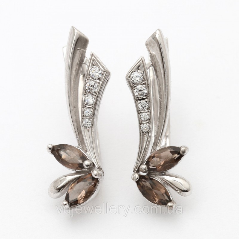 Серебряные серьги с раухтопазом 329КН