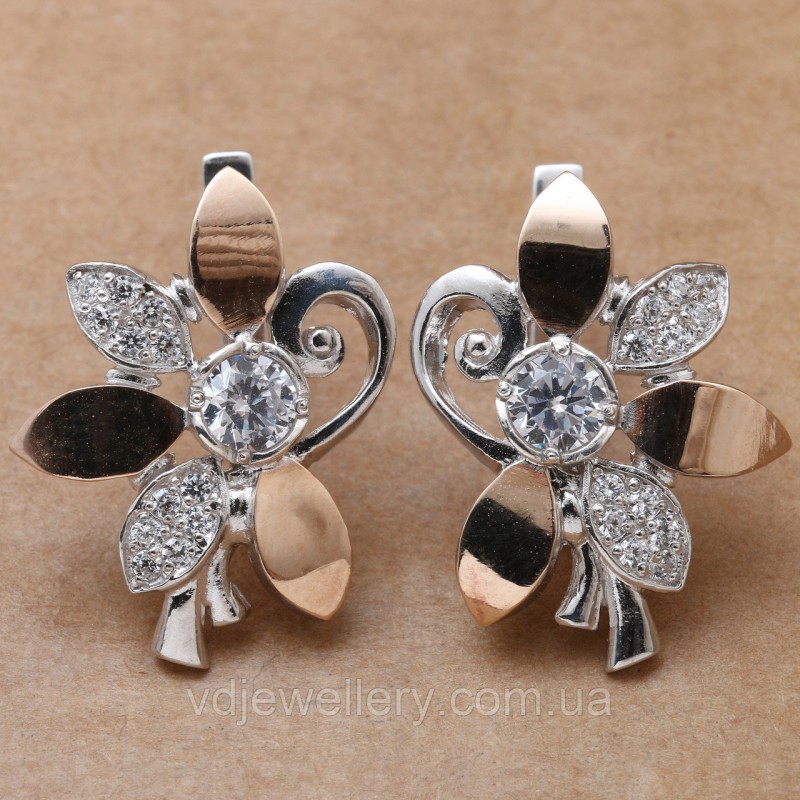 Серебряные серьги с золотом 438КН