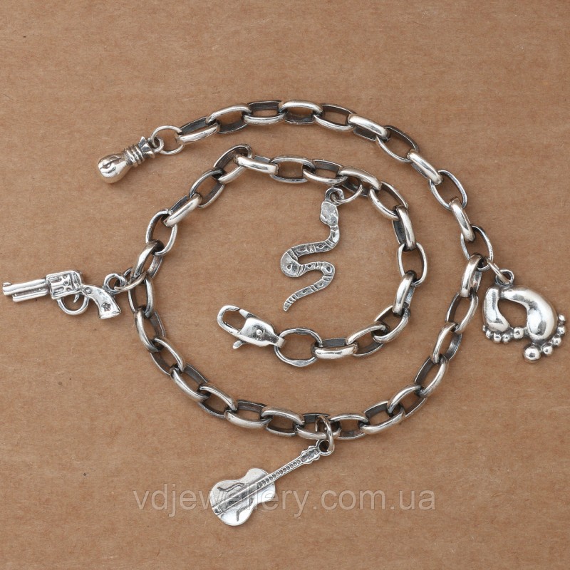 Серебряный браслет на ногу 6ЦФ