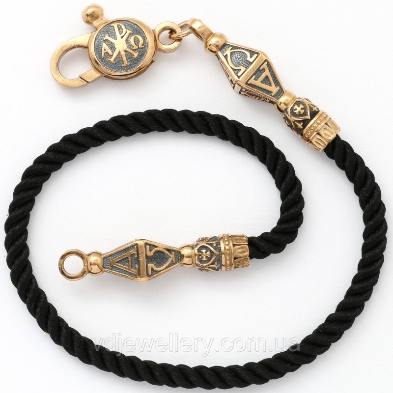 Серебряный браслет церковный "Альфа и омега" БХН-54