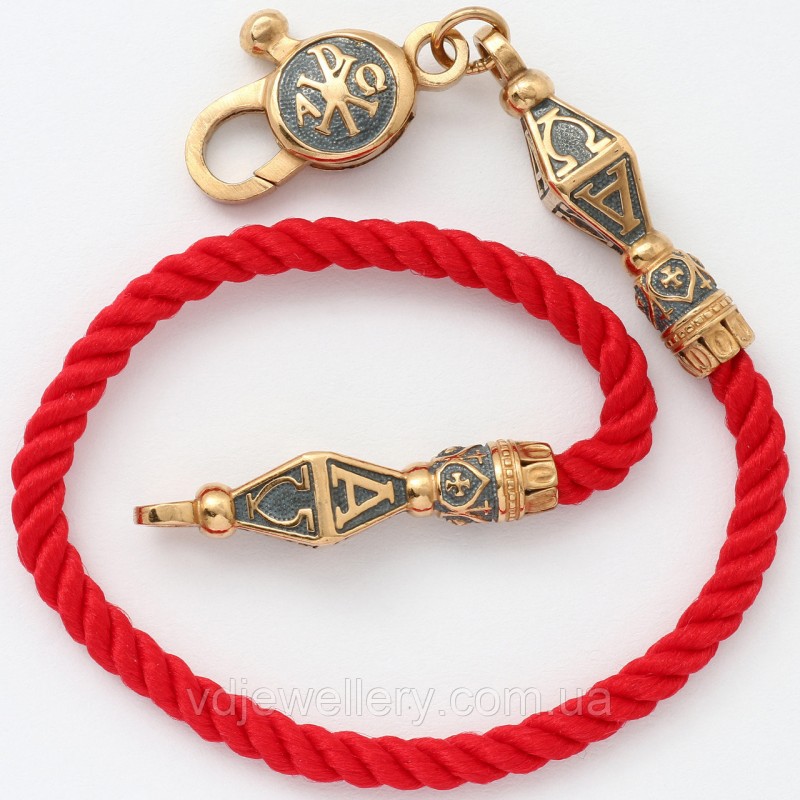 Срібний церковний браслет "Альфа та омега" бхн55