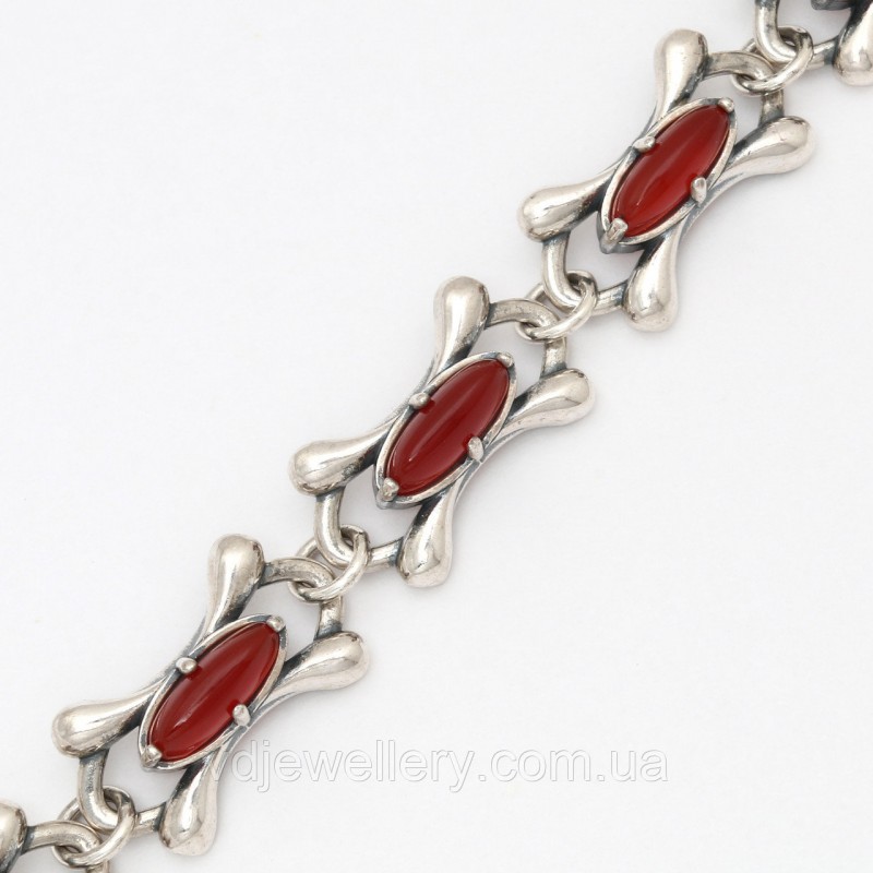 Серебряный браслет с сердоликом БХН63