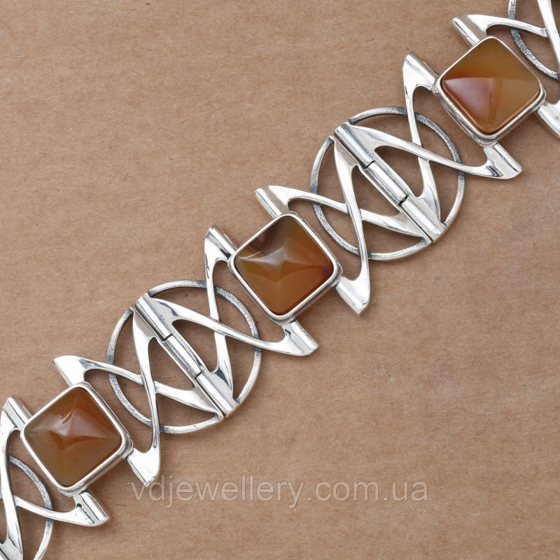 Серебряный браслет с сердоликом БХН73