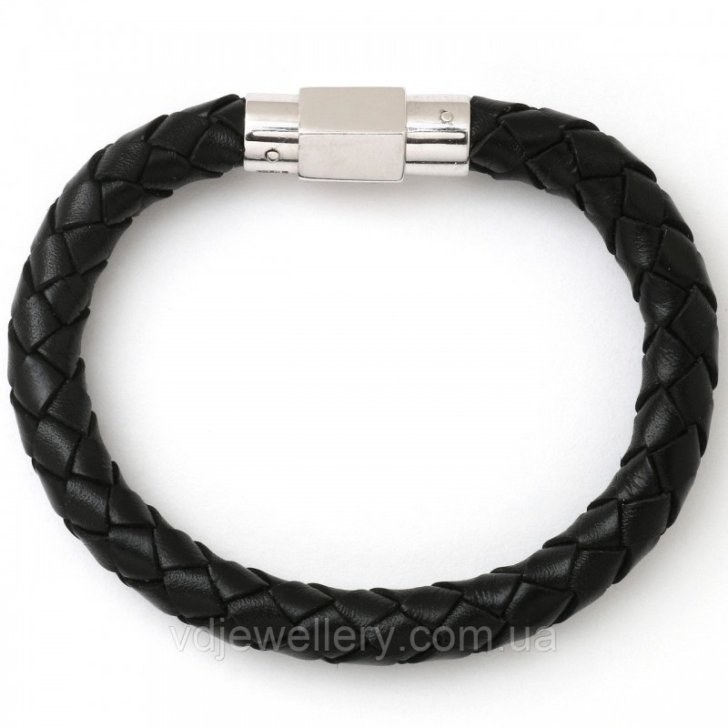 Серебряный кожаный браслет БХН-2
