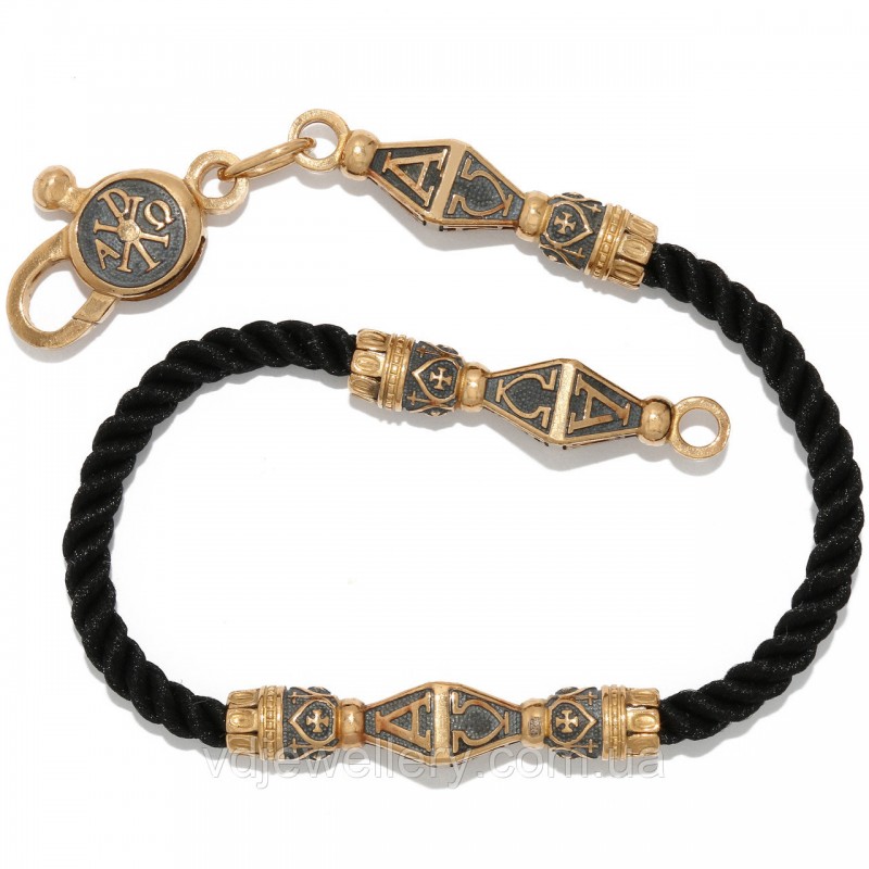 Серебряный браслет церковный "Альфа и омега" БХН-46