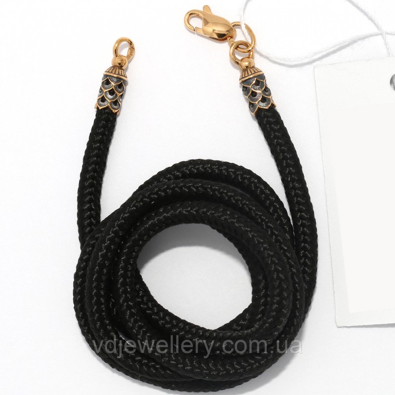 Серебряный позолоченый шнурок ТШ-77