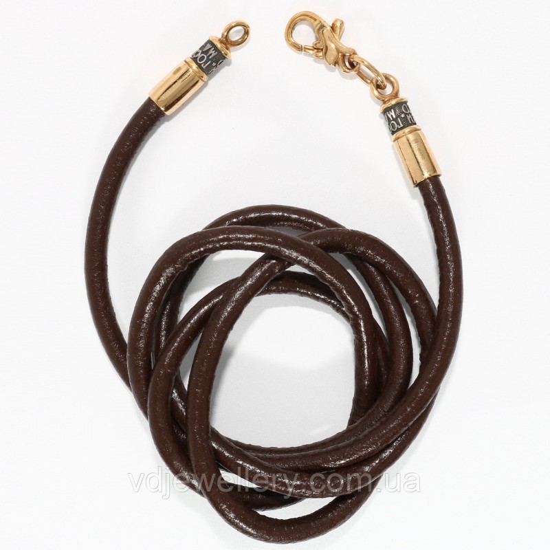 Серебряный кожаный шнурок "Церковный" ТШ-63