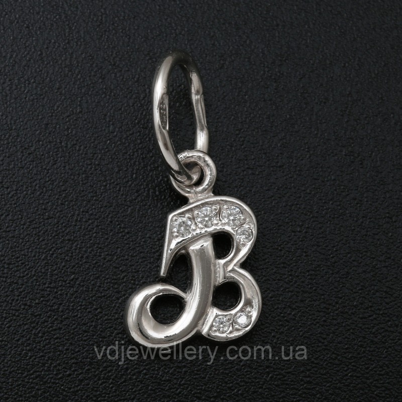 Серебряный кулон буква "В" ксх80