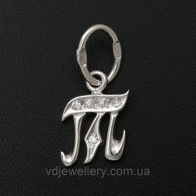 Серебряный кулон буква "Т" ксх66
