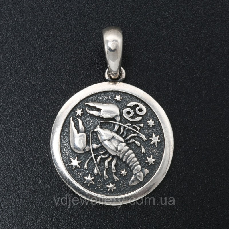 Срібний кулон знак зодіаку "Рак"