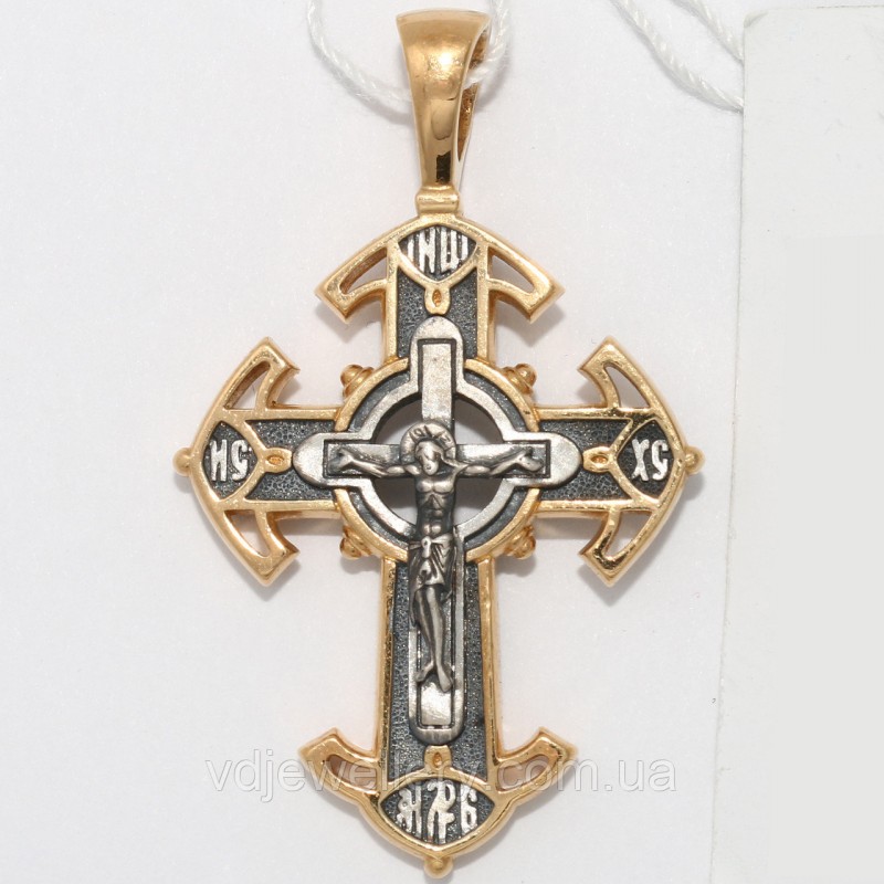 Серебряный позолоченный крестик ВКХ32