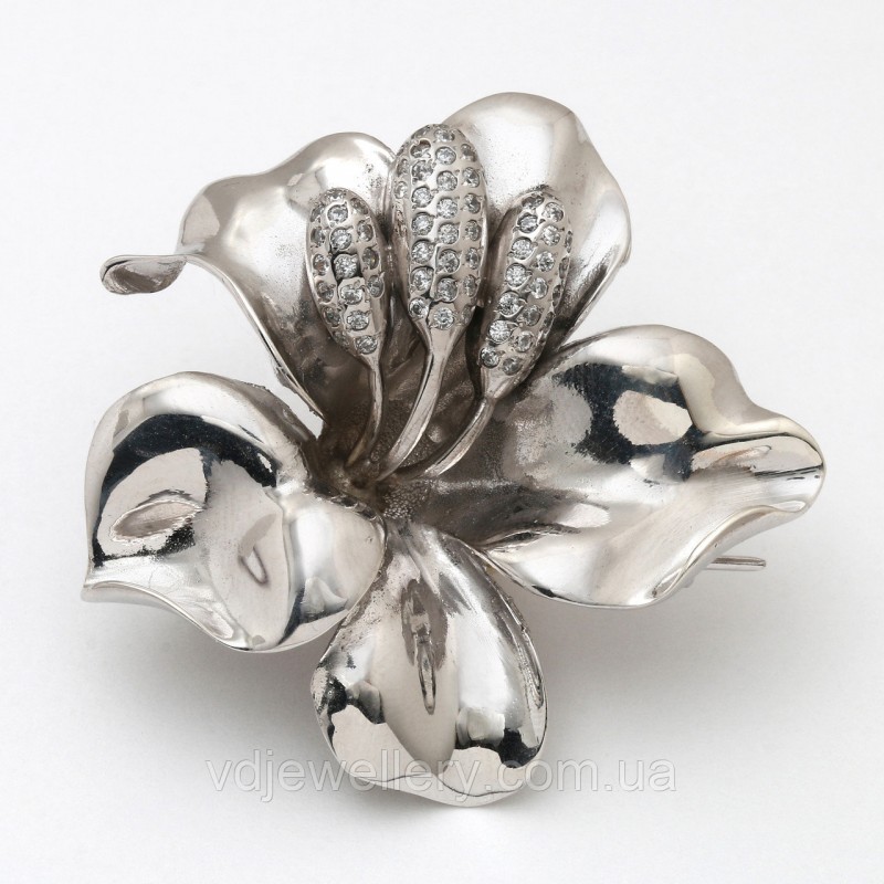 Серебряная брошка 6110087